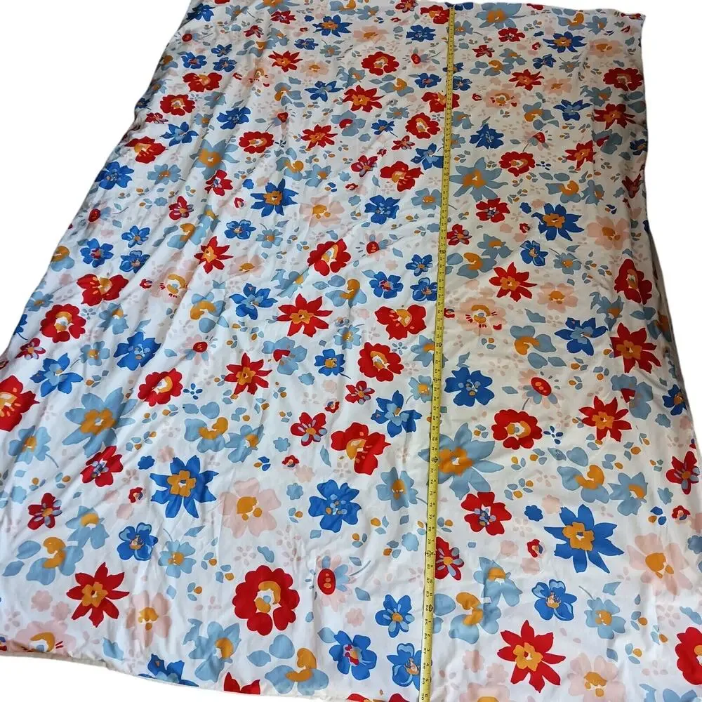 Red‎ Floral Bohemian Twin Blanket Comforter Bedspread 91.x62 White Colorful VTG